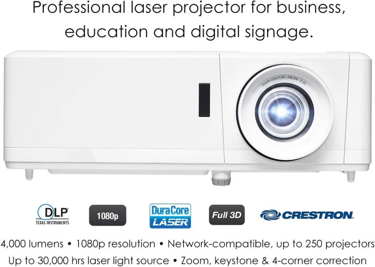 Optoma ZH403 1080p Professional Laser Projector | DuraCore Laser Light Source Up To 30,000 Hours | Crestron Compatible | 4K HDR Input | High Bright 4000 lumens | 2 Year Warranty,White