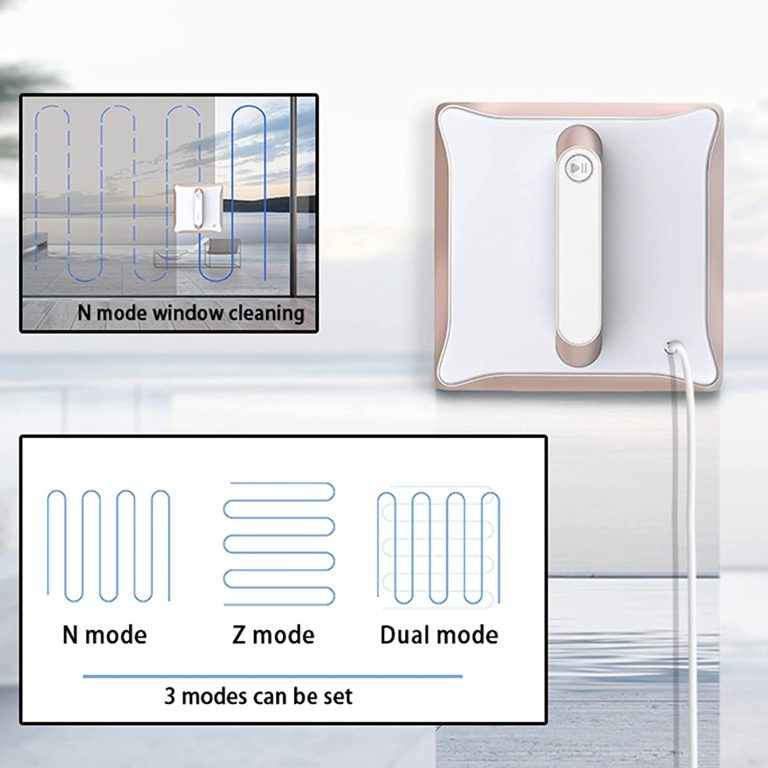 RIYIFER Automatic Robot Window Cleaner Voice Remote Control App Control Electric Window Cleaner Robot Double Clean Vacuum Cleaner for Table High Windows Ceiling Indoor,White,Large