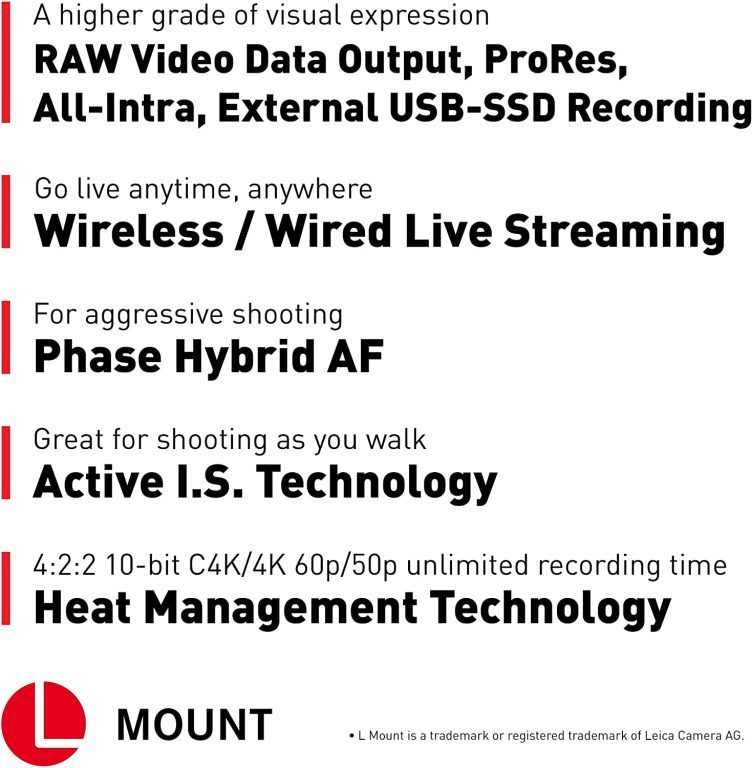 Panasonic LUMIX S5IIX Mirrorless Camera, 24.2MP Full Frame with Phase Hybrid AF, New Active I.S. Technology, 5.8K Pro-Res, RAW Over HDMI, IP Streaming – DC-S5M2XBODY
