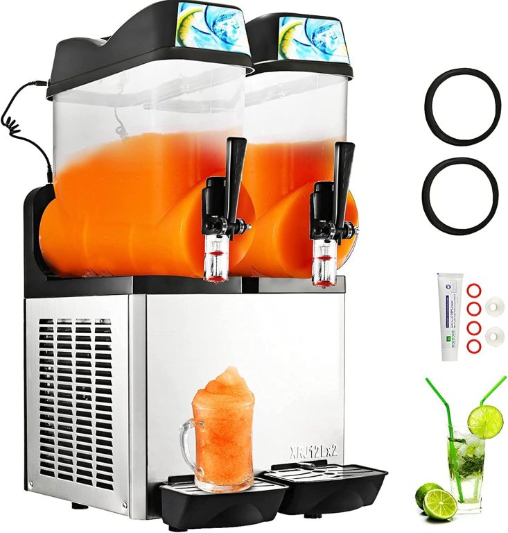 VEVOR Commercial Margarita Machine, 24L Frozen Drink Machine,1600W Commercial Slushy Machine, 2 Bowl Slushie Machine, Frozen Drink Machine for Restaurant Bar Party