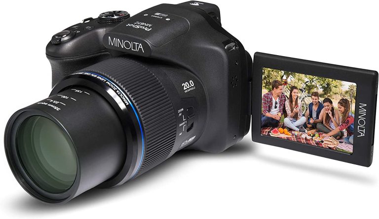 Minolta Pro Shot 20 Mega Pixel HD Digital Camera with 67X Optical Zoom, Full 1080P HD Video & 16GB SD Card, Black