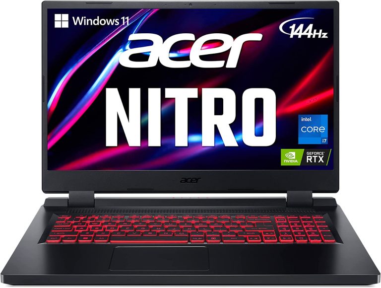 Acer Nitro 5 AN517-55-72R4 Gaming Laptop | Intel Core i7-12700H | NVIDIA GeForce RTX 3050 Ti Laptop GPU | 17.3″ FHD 144Hz IPS Display | 16GB DDR4 | 1TB PCIe Gen 4 SSD | Killer Wi-Fi 6 | Red Backlit KB