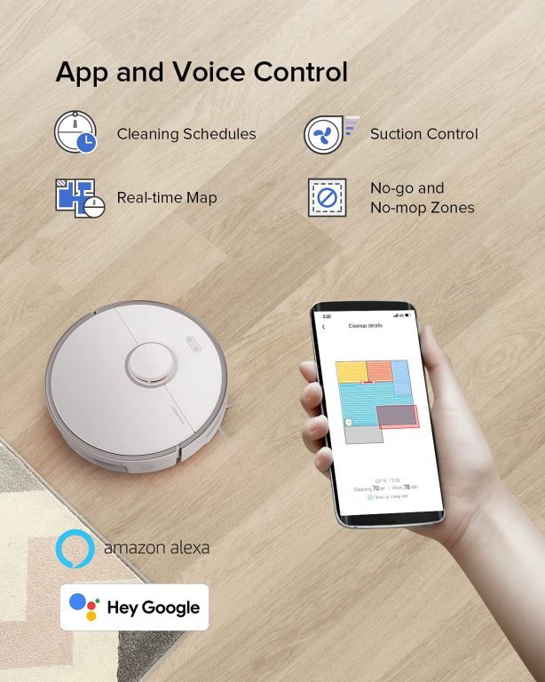 roborock S5 MAX Robot Vacuum and Mop, Self-Charging Robotic Vacuum Cleaner, Lidar Navigation, Selective Room Cleaning, No-mop Zones, 2000Pa Powerful Suction, 180min Runtime, Works with Alexa(White)