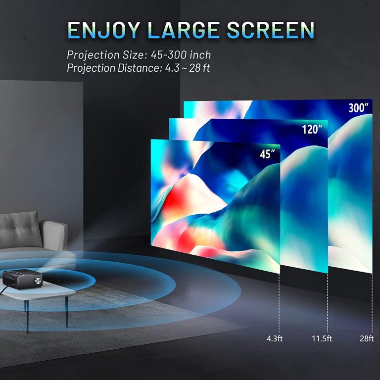 Projector with 5G WiFi & Bluetooth 4K Support, CLOKOWE 10000L Full HD 1080P Outdoor Portable Video Projector with Screen,Home Theater Projector Max 300″ Compatible with Android/iOS/TV Stick/PS4/Laptop