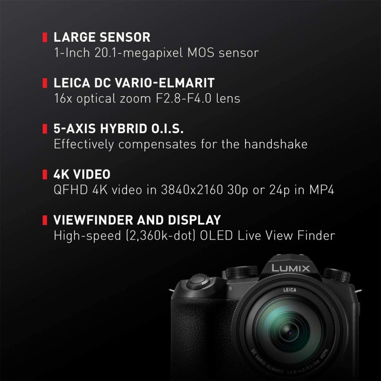 Panasonic LUMIX FZ1000 II 20.1MP Digital Camera, 16x 25-400mm LEICA DC Lens, 4K Video, Optical Image Stabilizer and 3.0-inch Display – Point and Shoot Camera – DC-FZ1000M2 (Black)