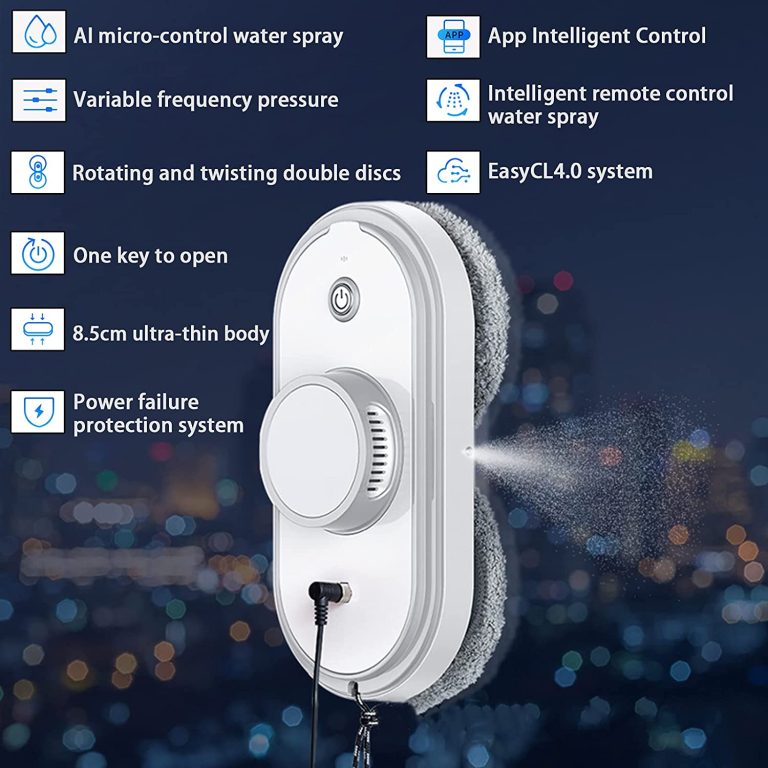 RIYIFER Window Vacuum Cleaner Smart Glass Cleaning Robotic Automatic Water Spray Window Cleaner Robot for Outdoor/Indoor Windows Via Smartphone Or Remote,White,29x15x8.5cm