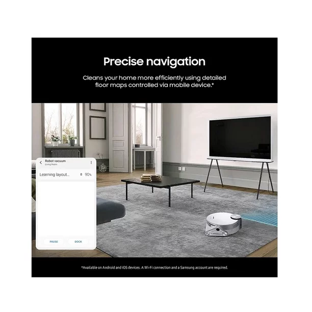 Restored Samsung Jet Bot AI+ Robot Vacuum with Object Recognition VR50T95735W/AA (Refurbished)