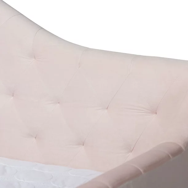 Baxton Studio Perry Light Pink Velvet Button Tufted Full Size Daybed
