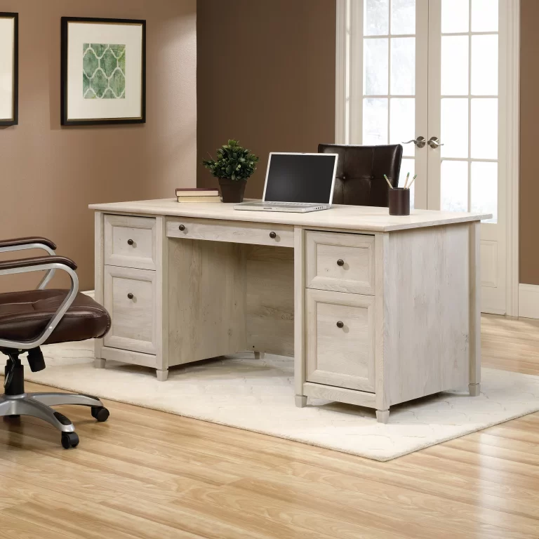 Sauder Edge Water Executive Desk, Chalked Chestnut Finish