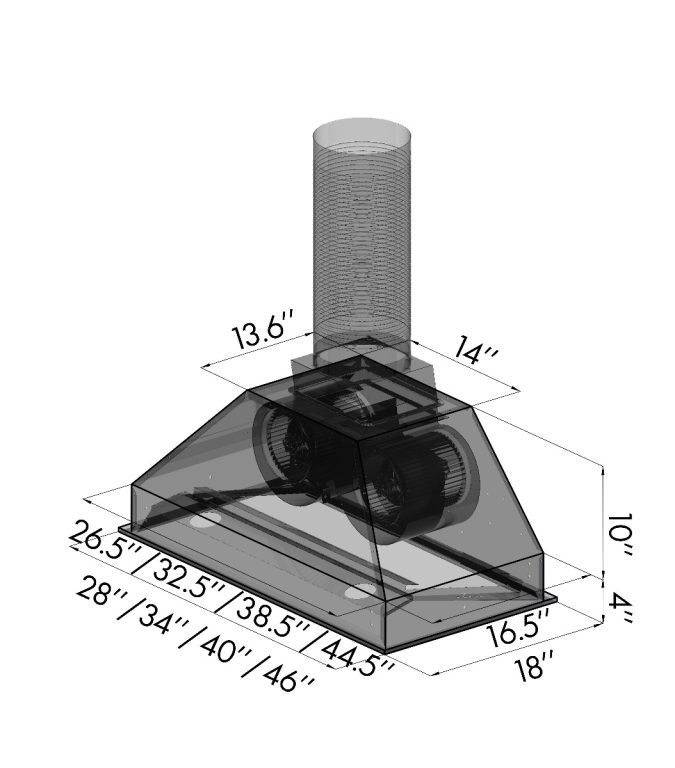 ZLINE 46 in. 1200 CFM Range Hood Insert in Stainless Steel (698-46)