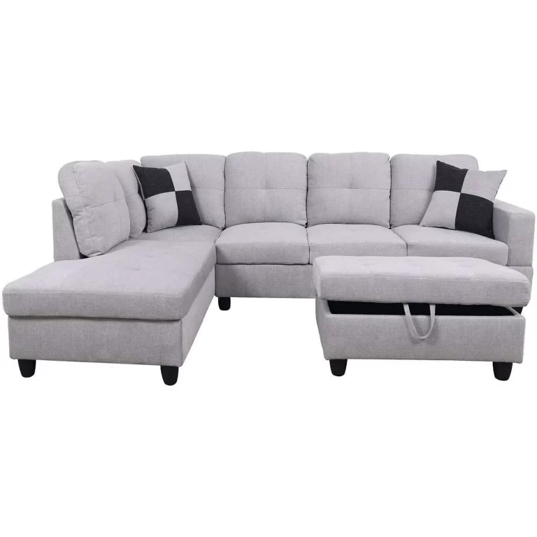 GCF 3-PCPiece Sectional Sofa Couch Set, L-Shaped Modern Sofa with Chaise Storage Ottoman and Pillows for Living Room Furniture, Right Hand Facing Sectional