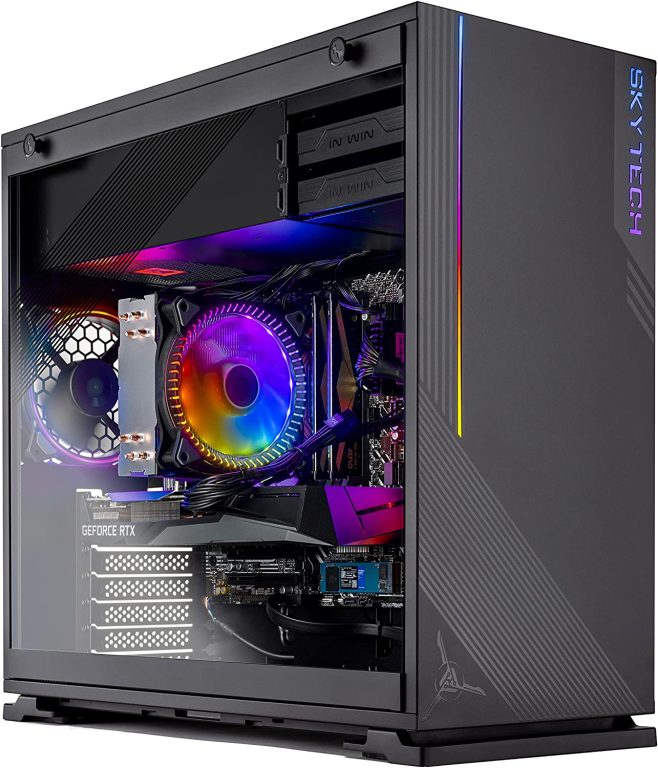 Skytech Azure Gaming PC Desktop – AMD Ryzen 5 5600X 3.8GHz, RTX 3070 8GB, 16GB 3200, 1TB NVME SSD, 650W Gold PSU, Windows 10 Home 64-bit, Black