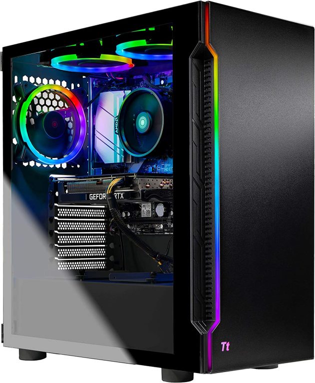 SkyTech Shadow 3.0 Gaming Computer PC Desktop – Ryzen 7 3700X 8-Core 3.6GHz, RTX 3060 12GB, 1TB SSD, 16GB DDR4 3200, RGB Fans, AC WiFi, 600W Gold PSU, Windows 11 Home 64-bit, Black