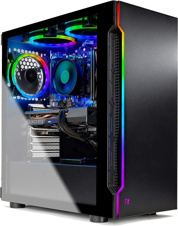 Skytech Shadow 3.0 Gaming PC Desktop – AMD Ryzen 5 3600 3.6GHz, RTX 3060 Ti 8GB GDDR6, 16GB DDR4 3200, 1TB NVMe SSD, 600W Gold PSU, RGB Fans, AC WiFi, Windows 10 Home 64-bitâ€¦