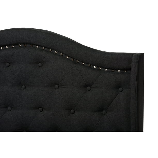 Baxton Studio Aden Modern and Contemporary Charcoal Grey Fabric Upholstered Queen Size Bed
