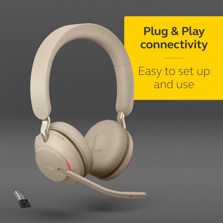 Jabra Evolve2 65 USB-A UC Stereo – Beige Wireless Headset / Music Headphones