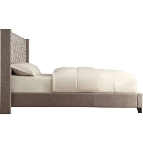 Weston Home Melford Wingback Tufted Linen Full Bed, Light Gray