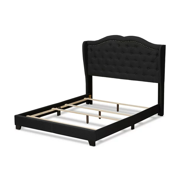 Baxton Studio Aden Modern and Contemporary Charcoal Grey Fabric Upholstered Queen Size Bed