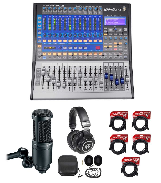 PRESONUS Studiolive SL-1602 USB 16.0.2 Mixer+Audio Technica Mic+Headphones