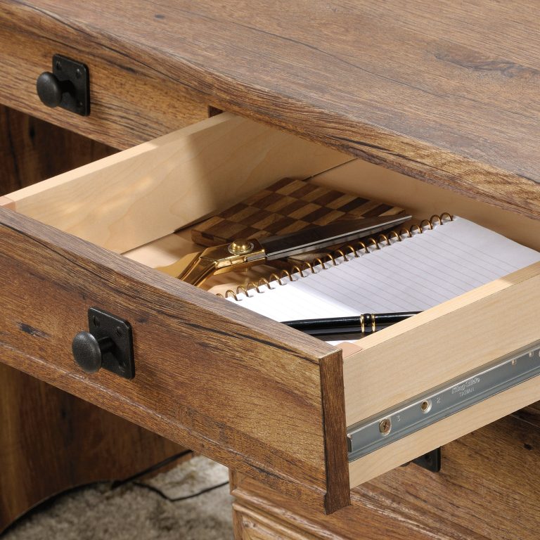 Sauder Palladia Traditional Executive Desk, Vintage Oak Finish