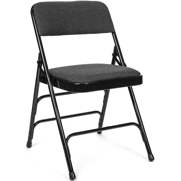 5pc. XL Series Folding Card Table and Triple Braced Fabric Padded Chair Set, Commercial Quality, Black, 38″ x 38″ x 29.5″