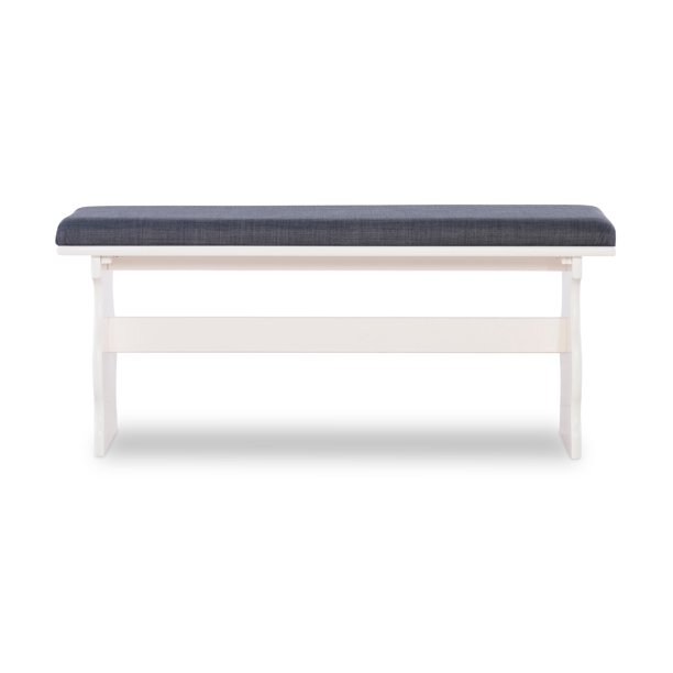 Linon Weston Corner Dining Breakfast Nook with Table and Bench, Seats 5-6, White Finish with Charcoal Fabric