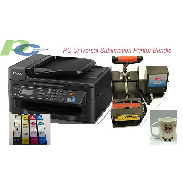 PC Universal Sublimation Bundle with Printer, Heat Press Machine & Assorted Mugs, Transfer Paper, Heat Tape, ALL INCLUDED