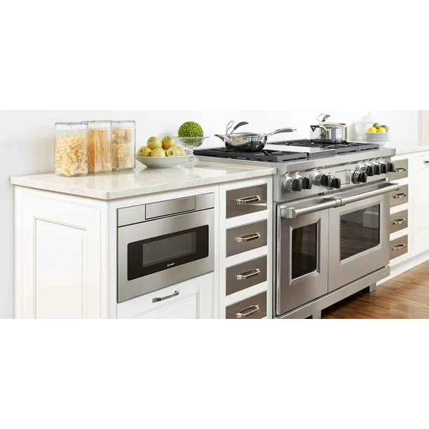 Sharp SMD2470ASY 24 Microwave Drawer with 1.2 cu. ft. Capacity Sensor Cook Automatic Defrost Clock 1000 Watts and Interior Light in Stainless Steel