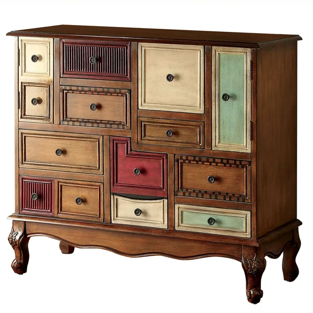 Furniture of America Farraery Wood 9-Drawer Accent Chest in Antique Walnut