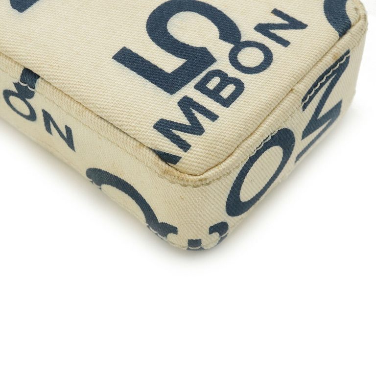 Authenticated Used CHANEL Chanel by sea mobile case iQOS IQOS shoulder pouch canvas ivory white navy