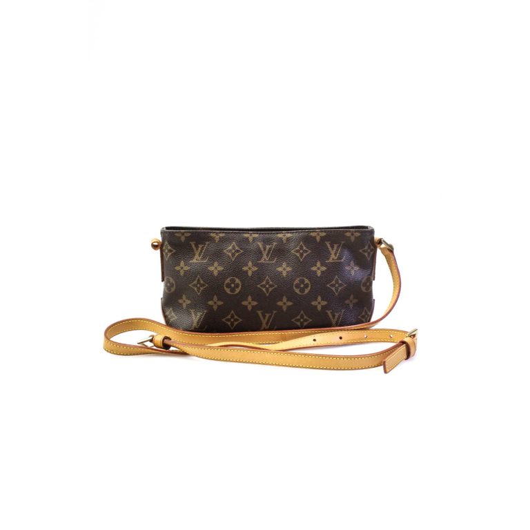 Pre-owned|Louis Vuitton Womens Trotteur Monogram Coated Canvas Crossbody Handbag Brown