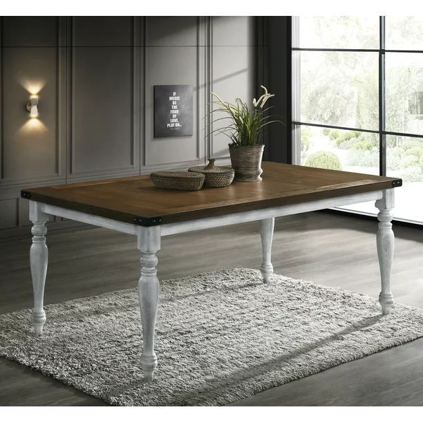 Roundhill Furniture Salines 31” Height 6-Piece Dining Set, Rustic White and Oak
