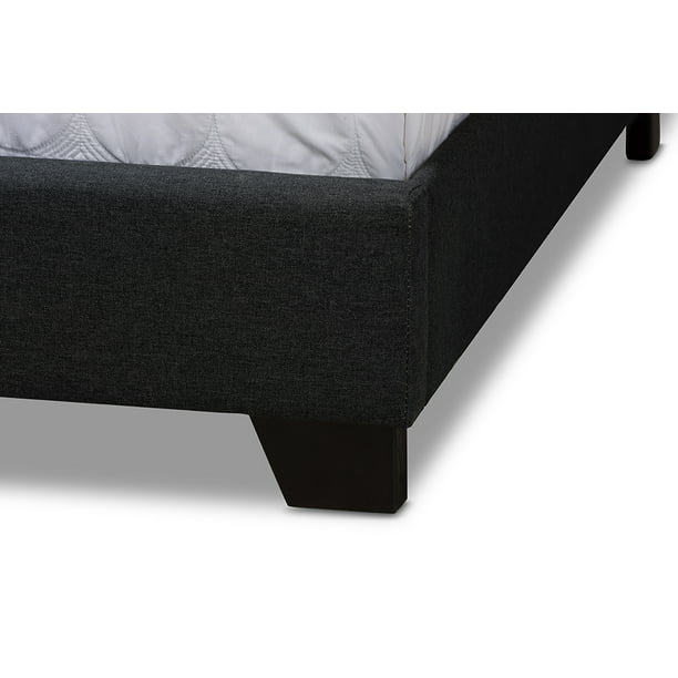 Baxton Studio Aden Modern and Contemporary Charcoal Grey Fabric Upholstered Queen Size Bed