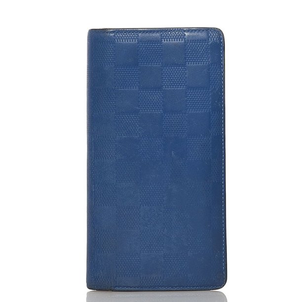 Authenticated Used Louis Vuitton Damier Infini Portefeuille Brother Long Wallet N60081 Neon Blue Leather Men’s LOUIS VUITTON