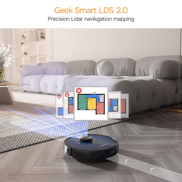 OVERDRIVE Robot Vacuum Cleaner, Smart L7 Robot Vacuum Cleaner and Mop, LDS Navigation, Wi-Fi Connected APP, Selective Room Cleaning, MAX 2700 PA Suction, Ideal for Pets and Larger Home