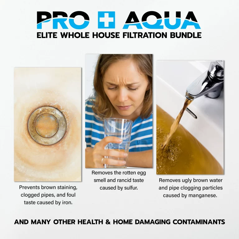 PRO+AQUA Whole House Filter System For Well Water, High Capacity, Proven Contaminant Removal, Auto-Clean, Small Footprint, Zero Water Pressure Drop, US Customer Support, 5 Year Warranty, Built in