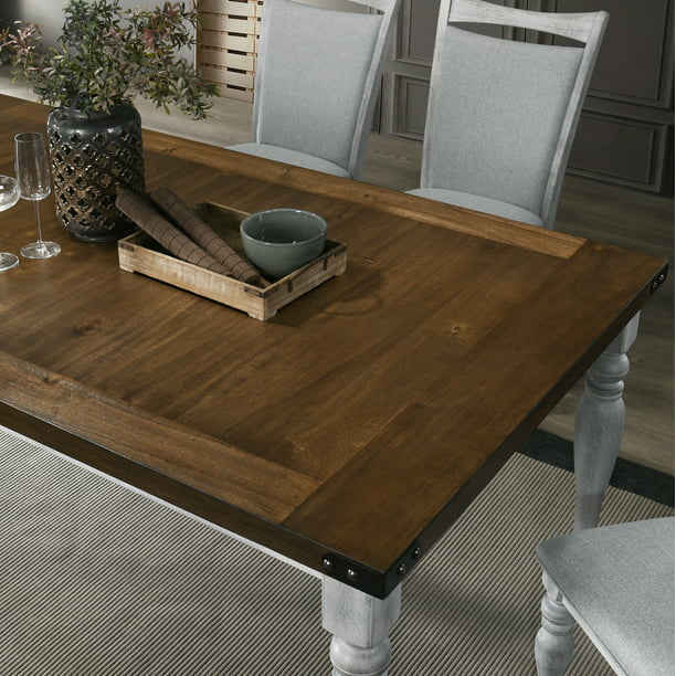 Roundhill Furniture Salines 31” Height 6-Piece Dining Set, Rustic White and Oak
