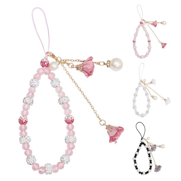 MEGAWHEELS Cell Phone Wrist Strap Beaded Phone Lanyard with Flower Pendant