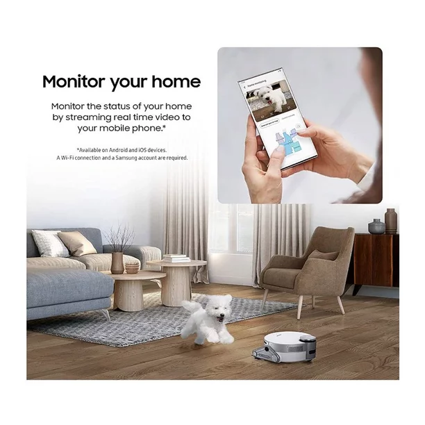 Restored Samsung Jet Bot AI+ Robot Vacuum with Object Recognition VR50T95735W/AA (Refurbished)