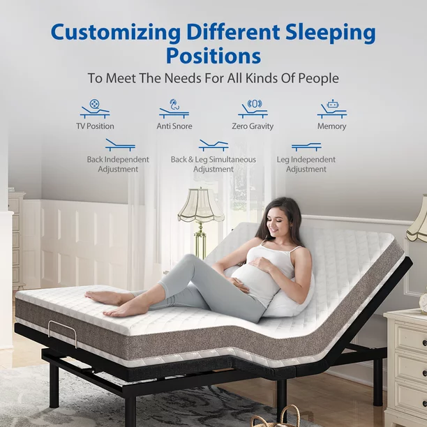 Furgle Split King Size Adjustable Bed Base Frame for Stress Management with Massage, Remote Control