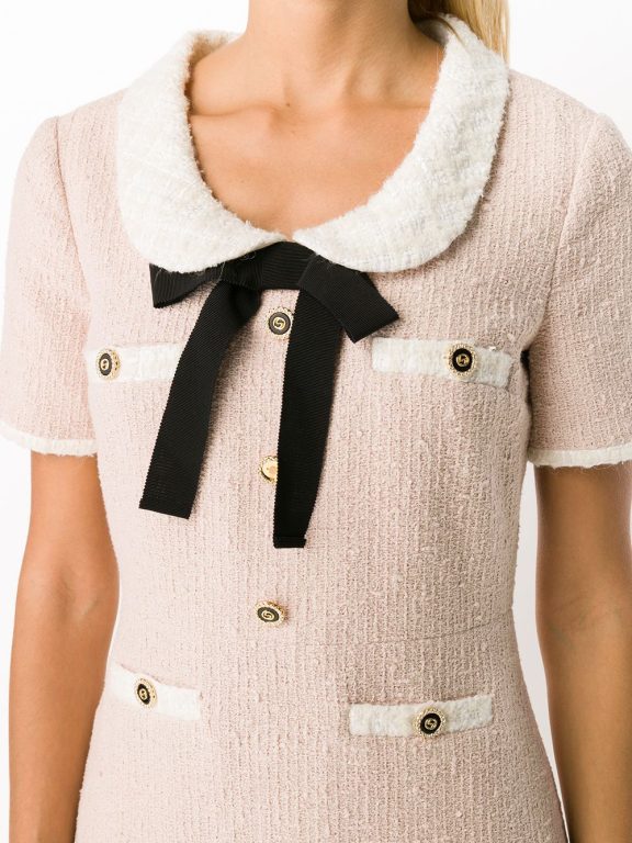 Gucci ribbon detailed tweed dress