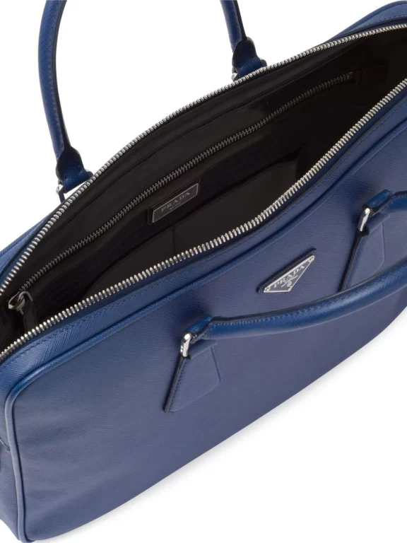 Prada triangle-logo Saffiano leather briefcase