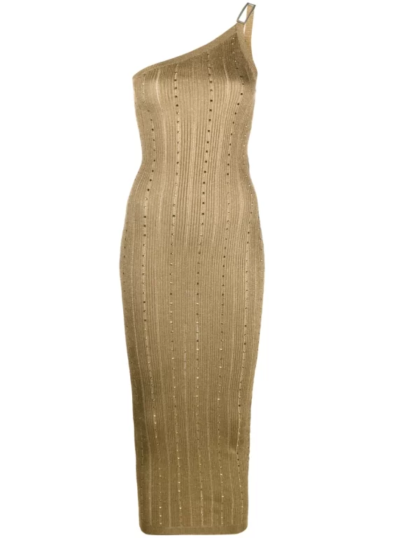 Alessandra Rich crystal-embellished ribbed-knit midi dress