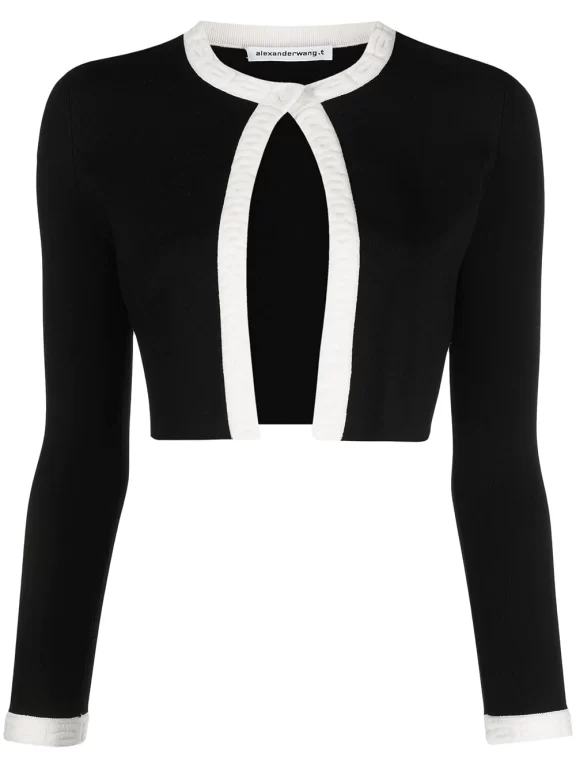 Alexander Wang Cropped Logo-trim Cardigan