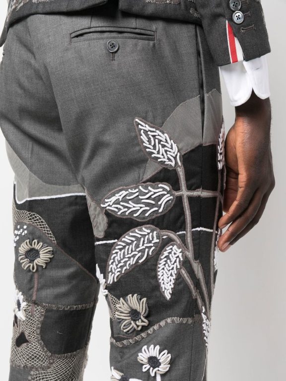 Thom Browne Embroidered Tailored-cut Trousers