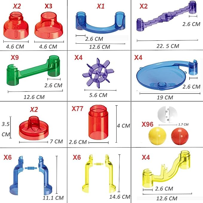 WTOR 216PCS Marble Run Super Set Toys Marble Maze Game Educational Learning Building Blocks Boys Girls Toys Gift for Kids Children (216PCS)