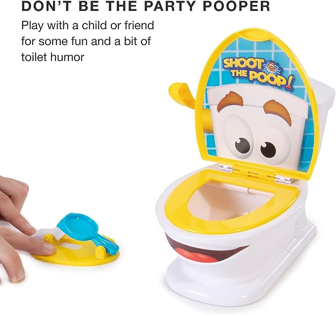 The Original Shoot The Poop – Funny Family Game – Fast and Frenzied Flushing Poop Game with Fun Sounds for Kids – Includes Talking Toilet Bowl, Dexterity Launchers, 12 Soft Plastic Toy Poops