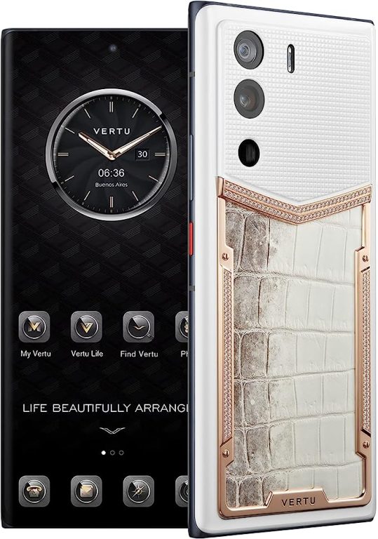 METAVERTU Himalaya Alligator Leather 18K Gold& Diamonds 5G Unlocked Phone, Secure Encrypted Smartphone with Vshot NFT 64MP Camera Dual Luxury os & Web3.0 os 18G RAM + 1TB ROM + 10T IPFS Storage