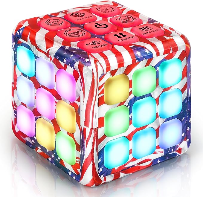Flashing Cube Electronic Memory & Brain Game, Handheld Game for Kids Ages 6 7 8 9 10-12 Years Old, Travel Game Toys for Boys Girls 6-12+ Years Old, Fidget Brain Activity Cube Toys