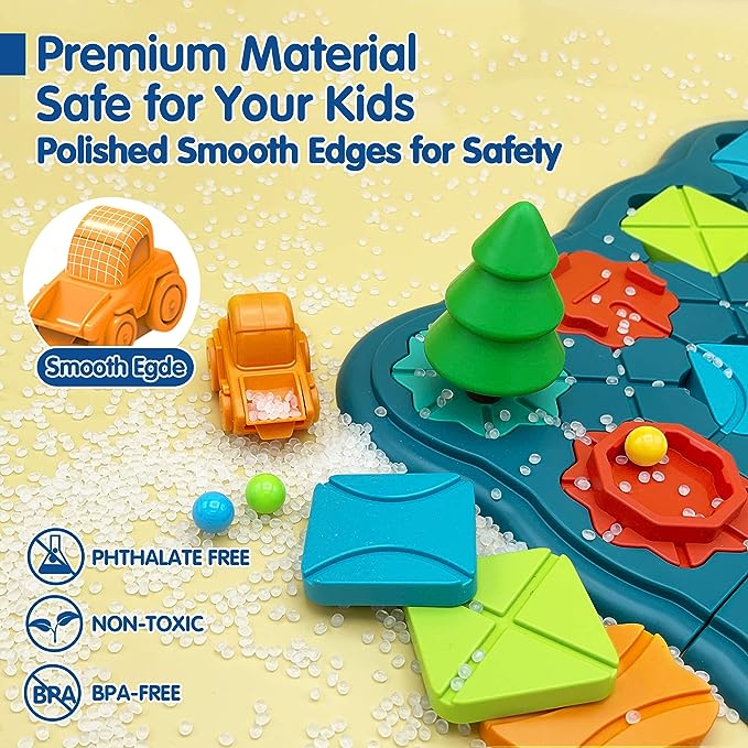 Kids Toys STEM Board Games – Smart Logical Road Builder Brain Teasers Puzzles for 3 to 4 5 6 7 Year Old Boys Girls, Educational Montessori Birthday Gifts for Ages 3-5 4-8 Preschool Classroom Learning